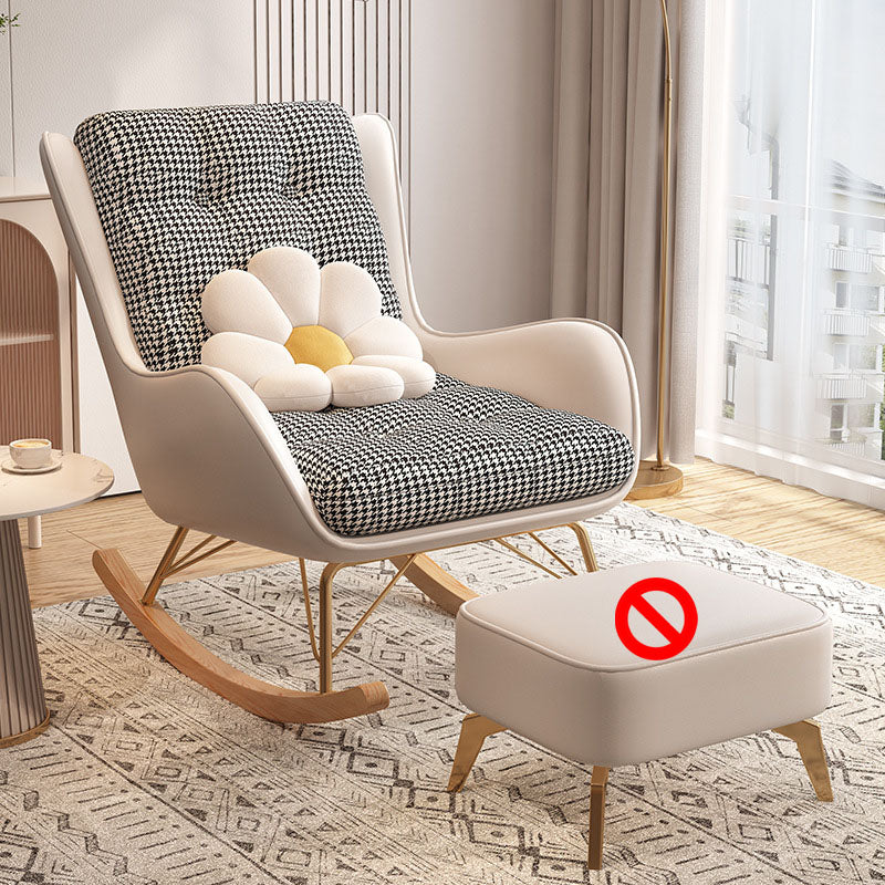 Light Luxury Leisure Modern Rocking Chair Cotton Fabric Upholstery Lazy Sofa Chair