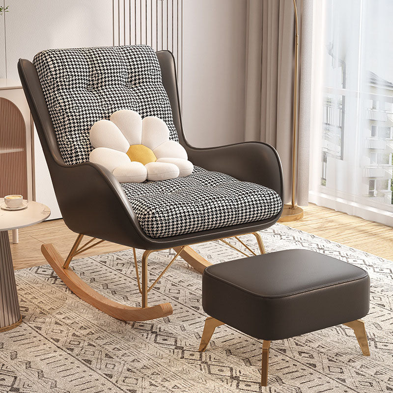 Light Luxury Leisure Modern Rocking Chair Cotton Fabric Upholstery Lazy Sofa Chair