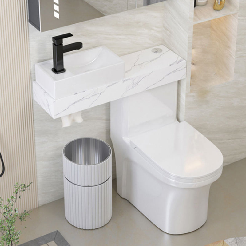 Contemporary Ceramic Flush Toilet White Floor Mounted Urine Toilet with Seat for Washroom