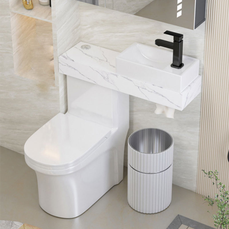 Contemporary Ceramic Flush Toilet White Floor Mounted Urine Toilet with Seat for Washroom