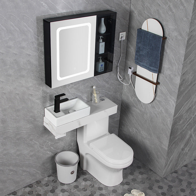 Contemporary Ceramic Flush Toilet White Floor Mounted Urine Toilet with Seat for Washroom