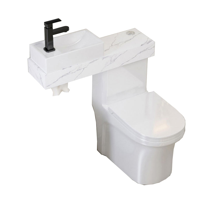 Contemporary Ceramic Flush Toilet White Floor Mounted Urine Toilet with Seat for Washroom