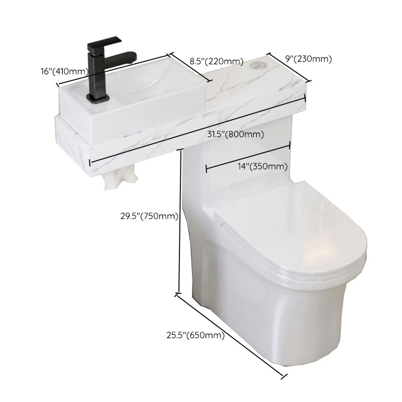 Contemporary Ceramic Flush Toilet White Floor Mounted Urine Toilet with Seat for Washroom