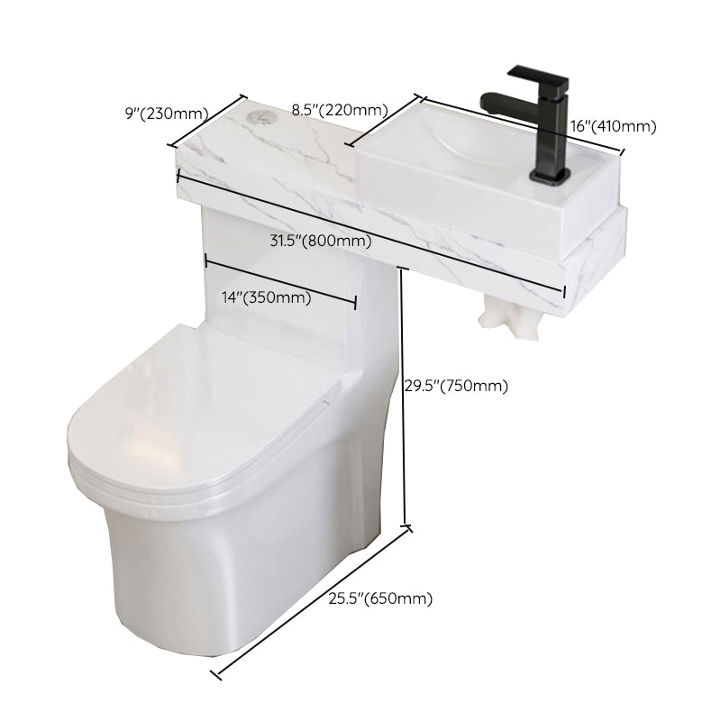 Contemporary Ceramic Flush Toilet White Floor Mounted Urine Toilet with Seat for Washroom