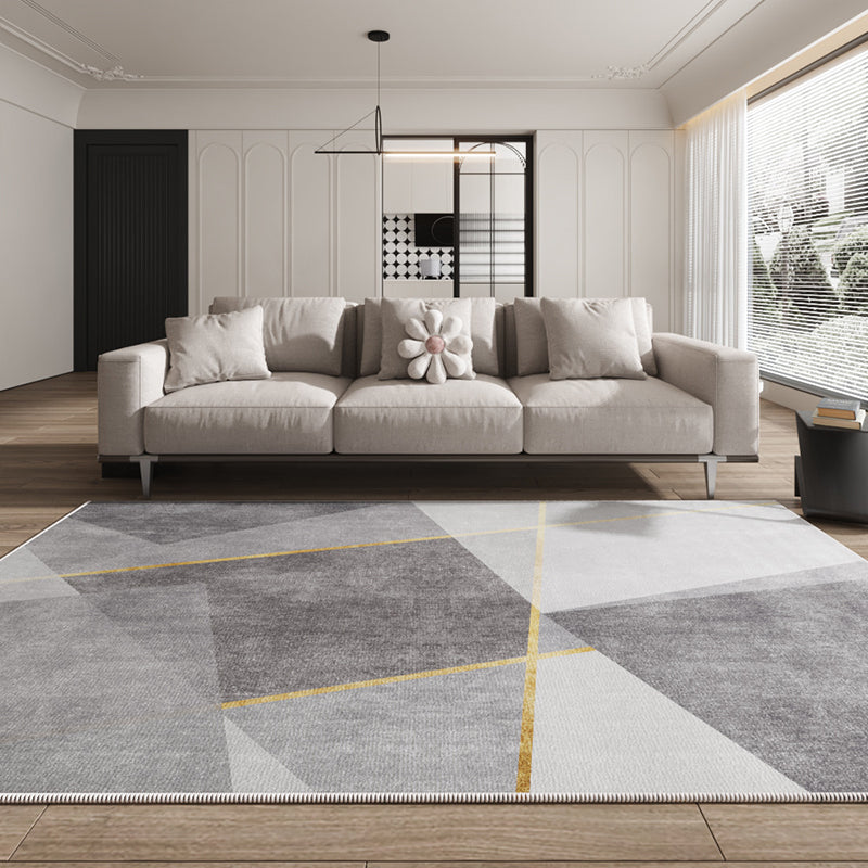 Orange Modern Carpet Geometry Polyester Carpet Washable Carpet for Living Room