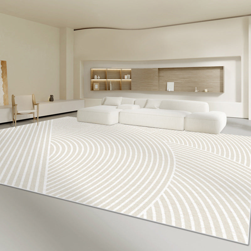 Light Grey Modern Carpet Line Polyester Carpet Stain Resistant Carpet for Home Decor