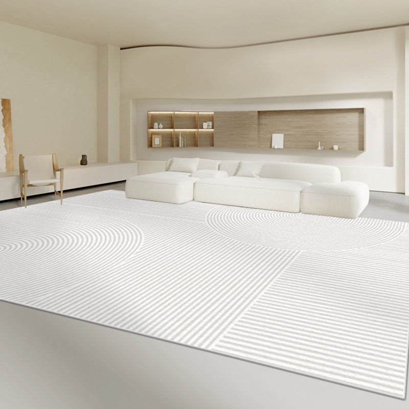 Light Grey Modern Carpet Line Polyester Carpet Stain Resistant Carpet for Home Decor