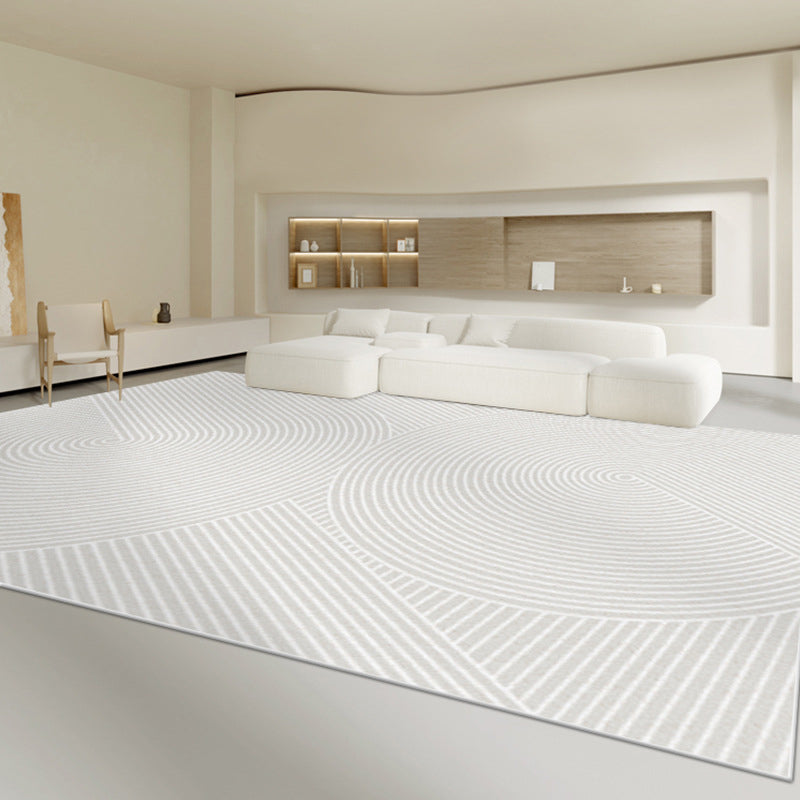 Light Grey Modern Carpet Line Polyester Carpet Stain Resistant Carpet for Home Decor