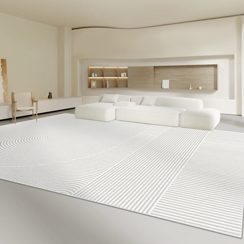 Light Grey Modern Carpet Line Polyester Carpet Stain Resistant Carpet for Home Decor