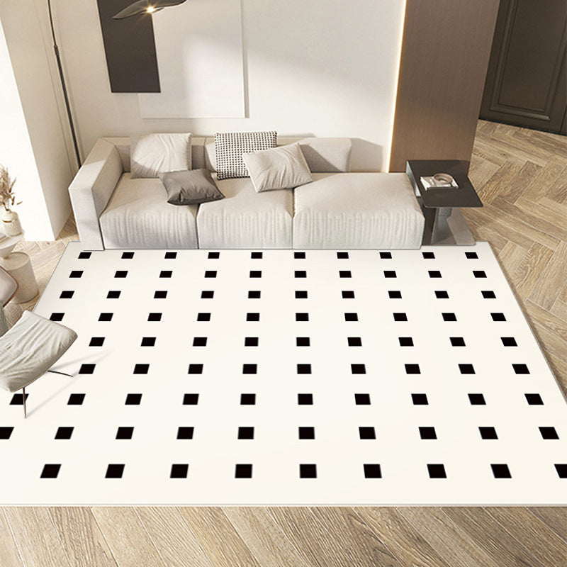 Black Geometry Carpet Modern Polyester Carpet Washable Carpet for Drawing Room