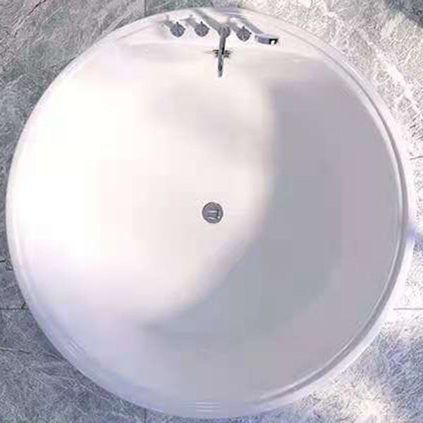 Modern Acrylic Round Bath Freestanding Soaking 22.05-inch Tall Tub in White