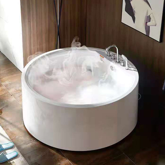Modern Acrylic Round Bath Freestanding Soaking 22.05-inch Tall Tub in White
