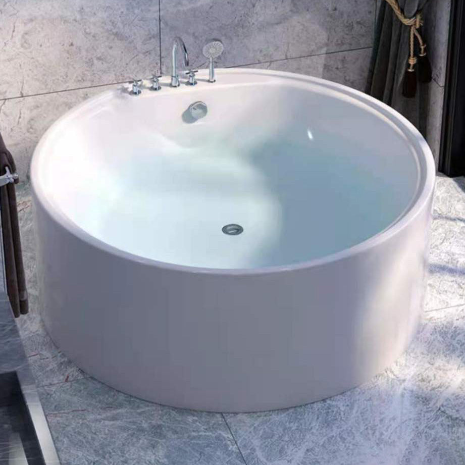 Modern Acrylic Round Bath Freestanding Soaking 22.05-inch Tall Tub in White