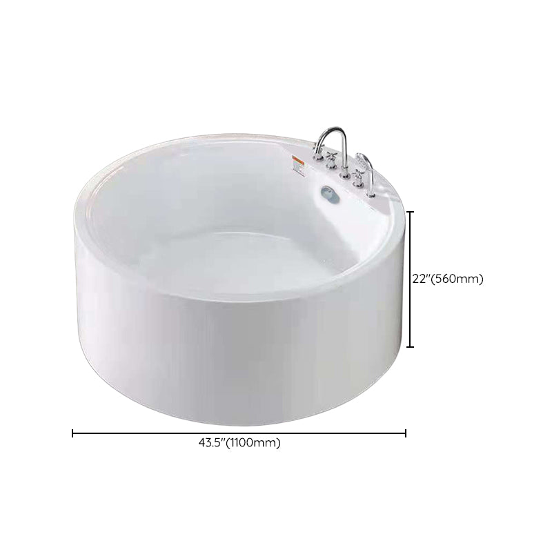 Modern Acrylic Round Bath Freestanding Soaking 22.05-inch Tall Tub in White
