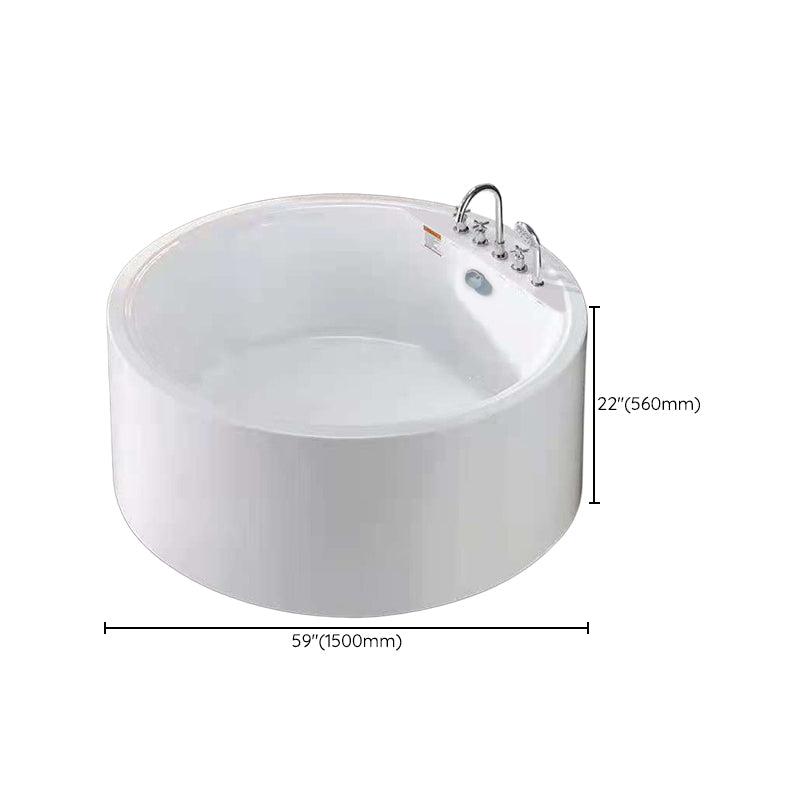 Modern Acrylic Round Bath Freestanding Soaking 22.05-inch Tall Tub in White