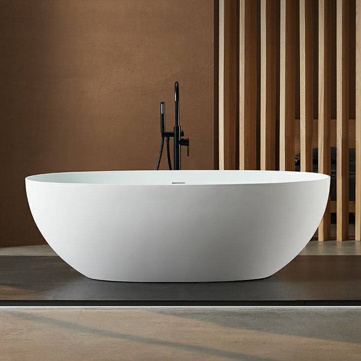 Freestanding Modern Soaking Bathtub Antique Finish Oval Bath Tub