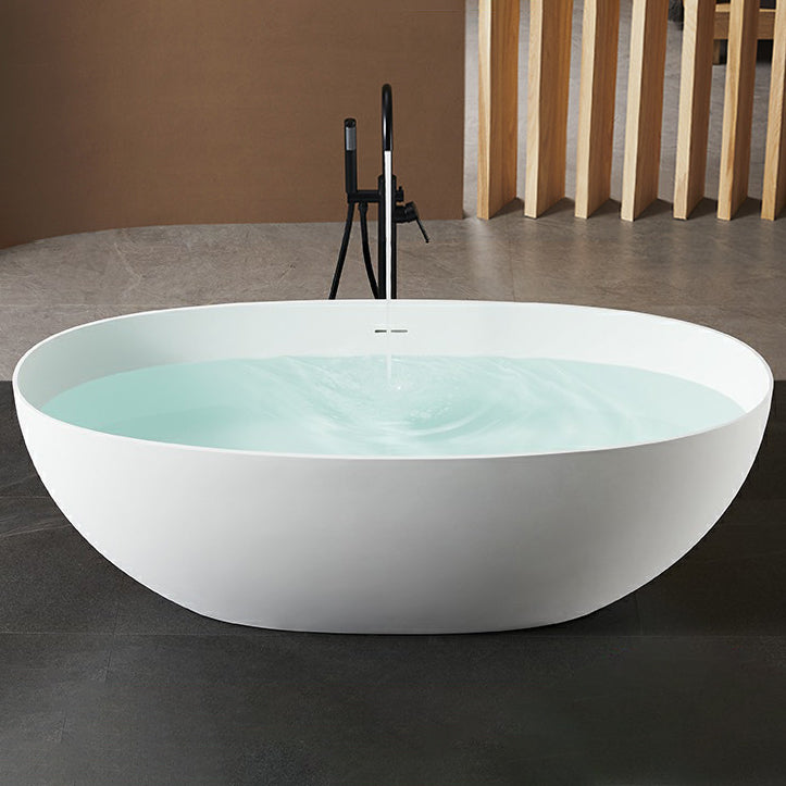 Freestanding Modern Soaking Bathtub Antique Finish Oval Bath Tub