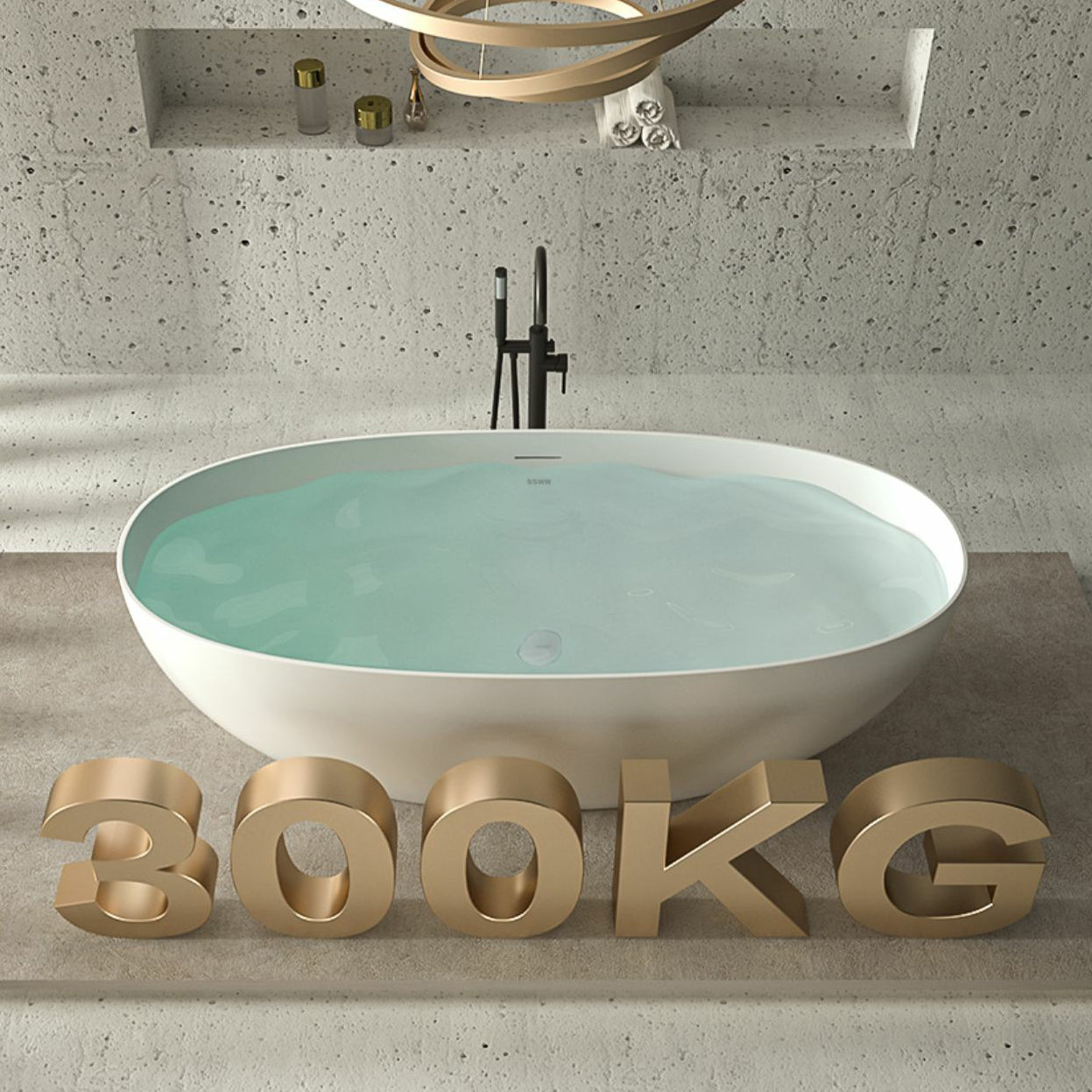 Freestanding Modern Soaking Bathtub Antique Finish Oval Bath Tub