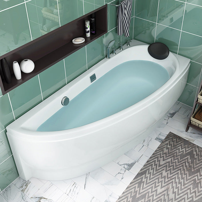 Modern White Acrylic Corner Tub Soaking 29.13-inch Tall Bathtub for Bathroom