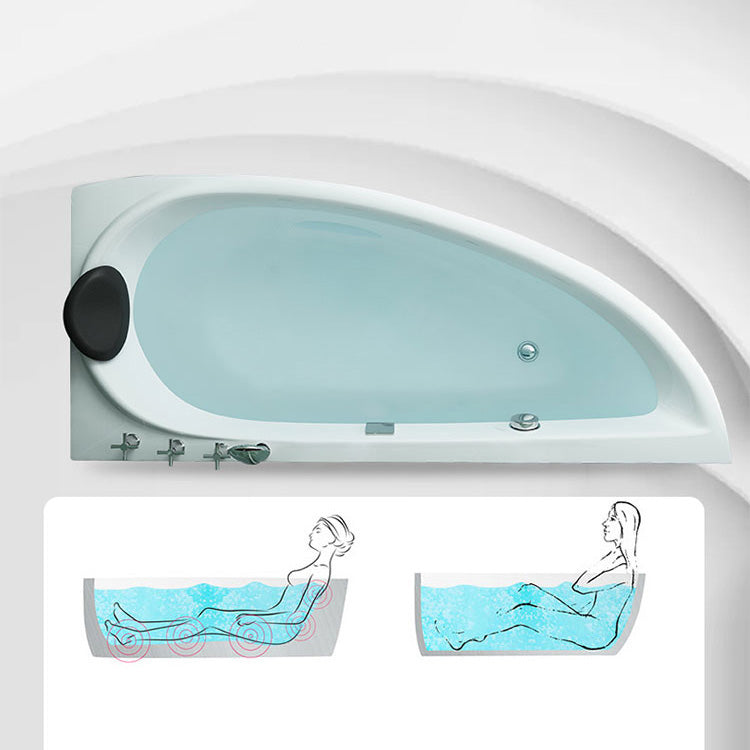 Modern White Acrylic Corner Tub Soaking 29.13-inch Tall Bathtub for Bathroom