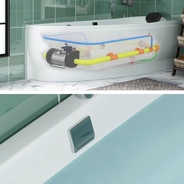 Modern White Acrylic Corner Tub Soaking 29.13-inch Tall Bathtub for Bathroom