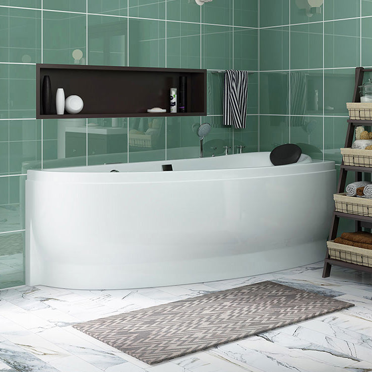Modern White Acrylic Corner Tub Soaking 29.13-inch Tall Bathtub for Bathroom