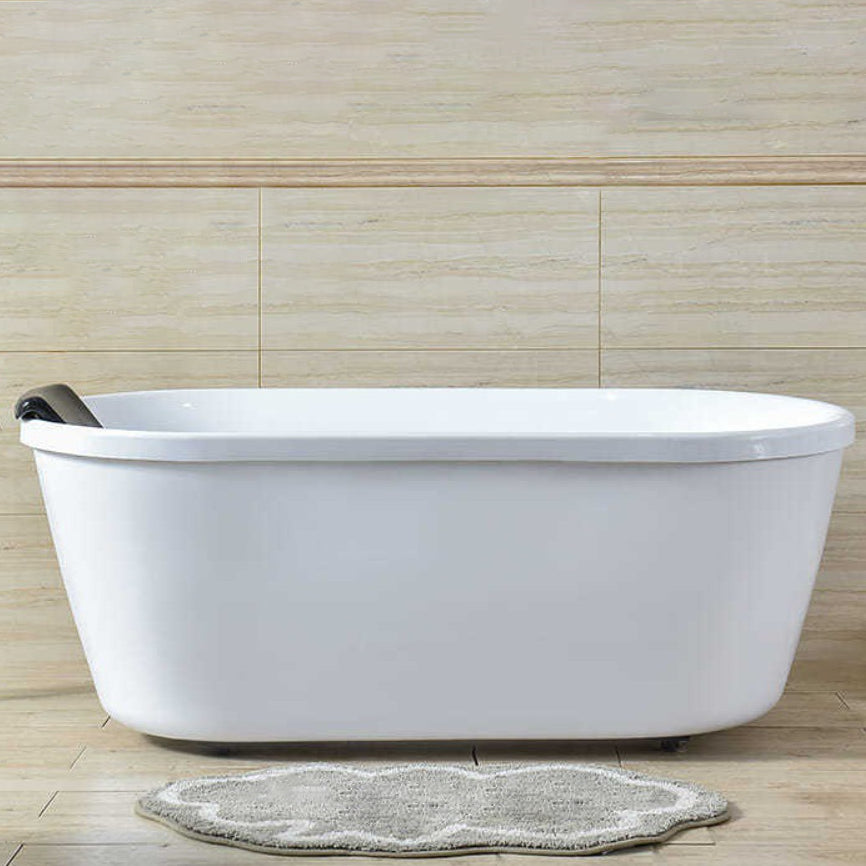 Acrylic Oval Freestanding Bath Soaking 25.59-inch Wide Bathtub in White