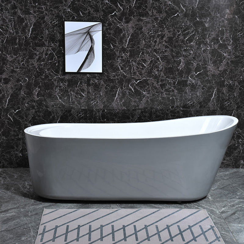 Modern Acrylic Freestanding Bathtub Soaking Single Slipper Tub in White
