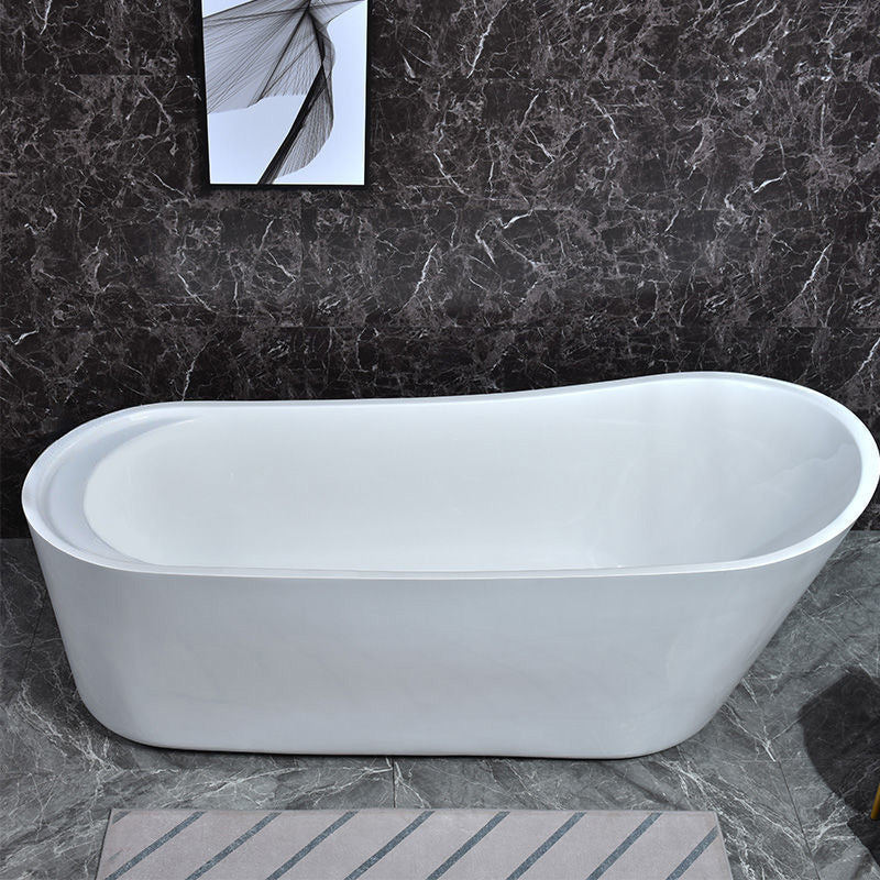 Modern Acrylic Freestanding Bathtub Soaking Single Slipper Tub in White