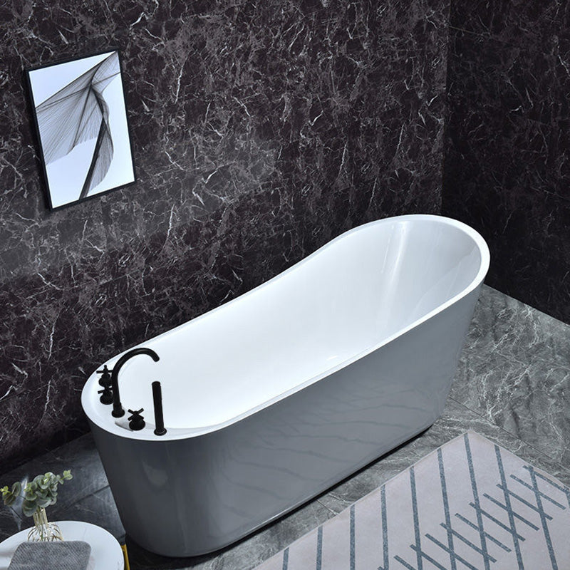 Modern Acrylic Freestanding Bathtub Soaking Single Slipper Tub in White