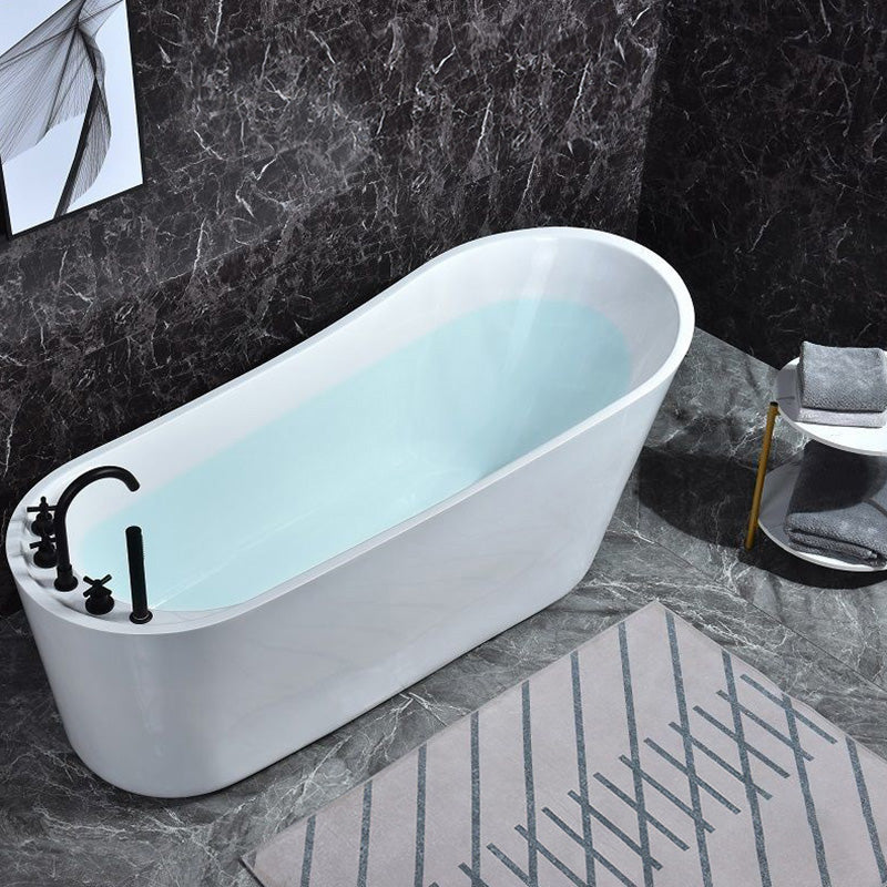 Modern Acrylic Freestanding Bathtub Soaking Single Slipper Tub in White