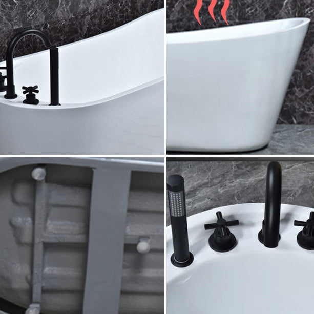 Modern Acrylic Freestanding Bathtub Soaking Single Slipper Tub in White