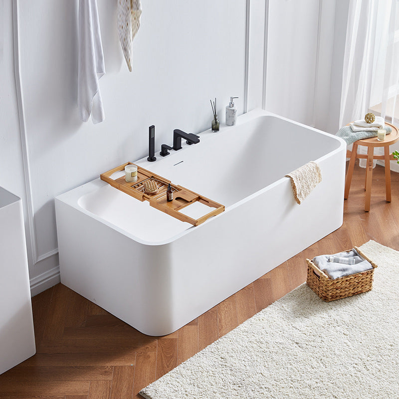 Stone Soaking Bathtub Antique Finish Rectangular Back to Wall Bathtub (Board not Included)