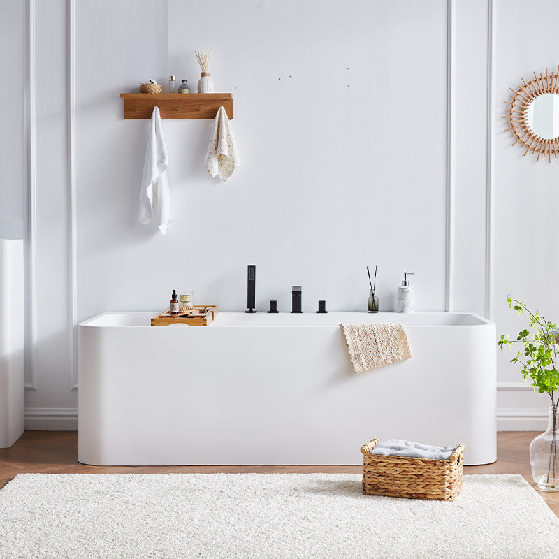 Stone Soaking Bathtub Antique Finish Rectangular Back to Wall Bathtub (Board not Included)