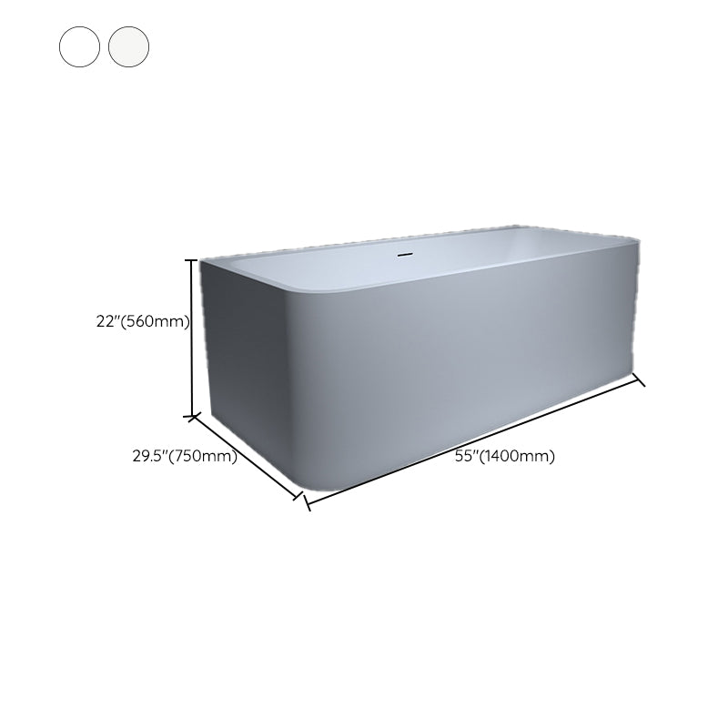 Stone Soaking Bathtub Antique Finish Rectangular Back to Wall Bathtub (Board not Included)