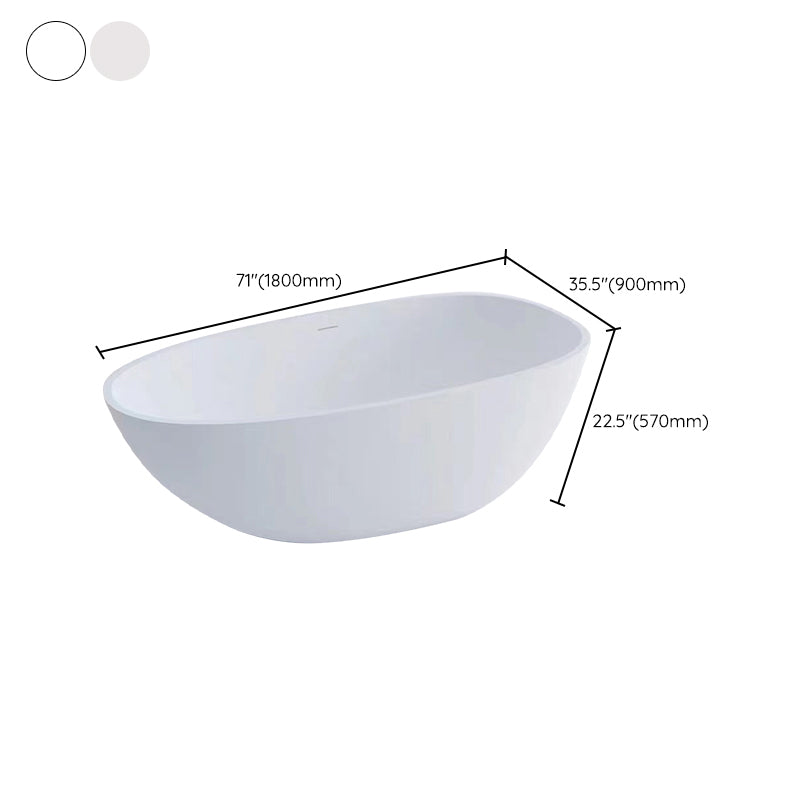 Modern Stone Oval Bath Freestanding Soaking Bathtub in White