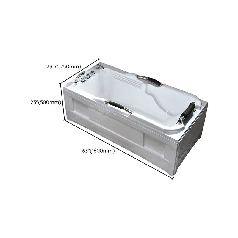 Acrylic Rectangular Freestanding Bath Soaking 29.53-inch Tall Bathtub in White