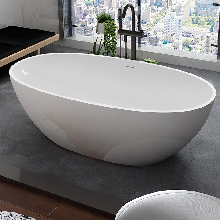 Modern Stone Bath Tub Freestanding Soaking Bathtub , 22.05-inch Tall