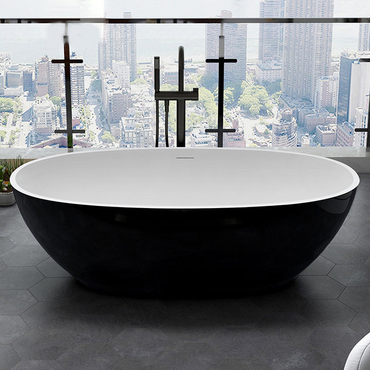 Modern Stone Bath Tub Freestanding Soaking Bathtub , 22.05-inch Tall