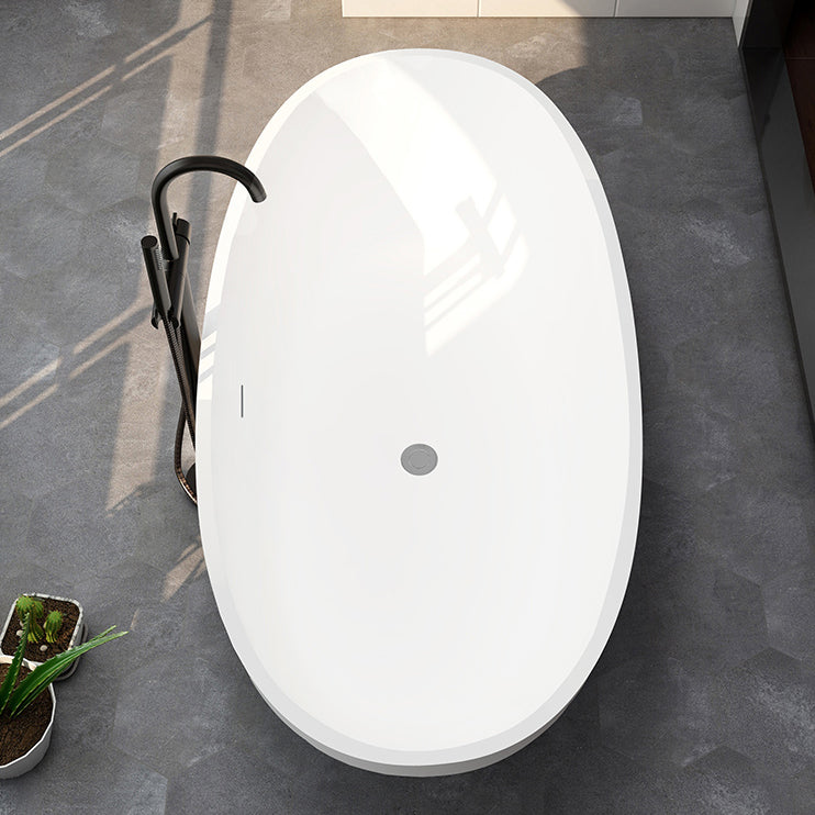Modern Stone Bath Tub Freestanding Soaking Bathtub , 22.05-inch Tall