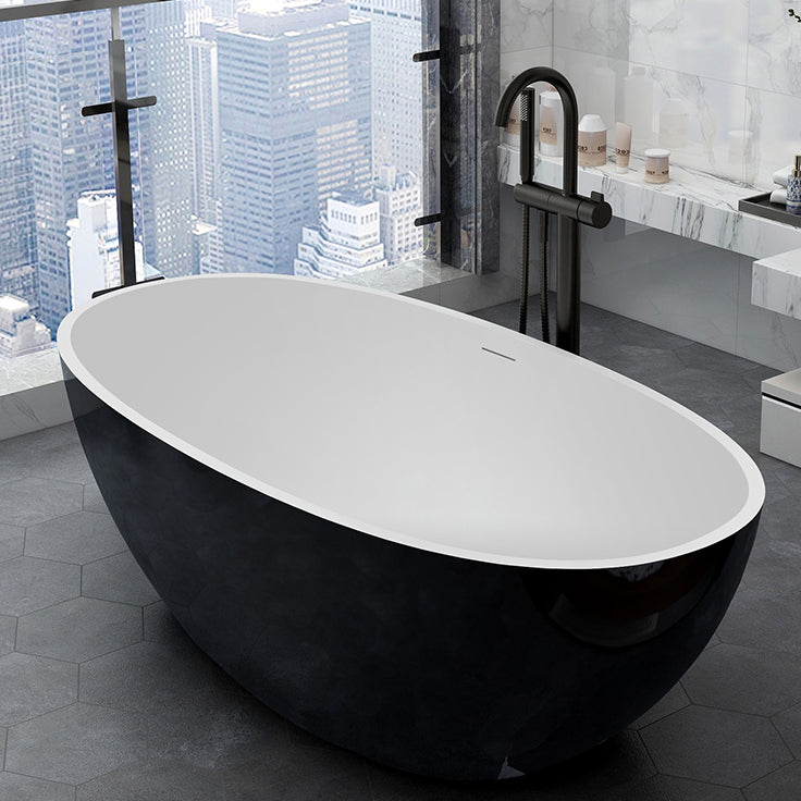 Modern Stone Bath Tub Freestanding Soaking Bathtub , 22.05-inch Tall