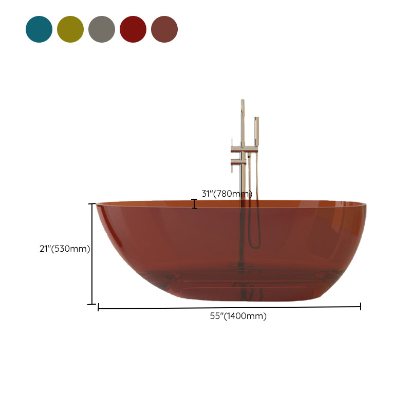 Modern Acrylic Oval Bathtub Soaking Freestanding Center Bathtub