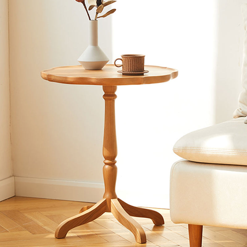 Modern Accent Side Table Naturally Shaped Natural Solid Wood 4 Legs Living Room