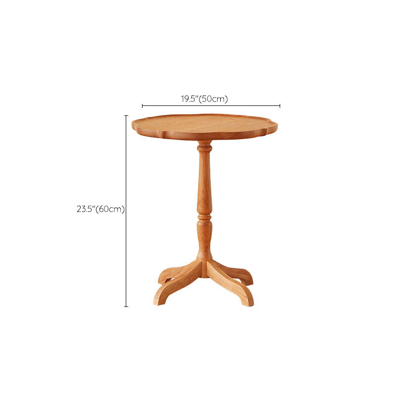 Modern Accent Side Table Naturally Shaped Natural Solid Wood 4 Legs Living Room