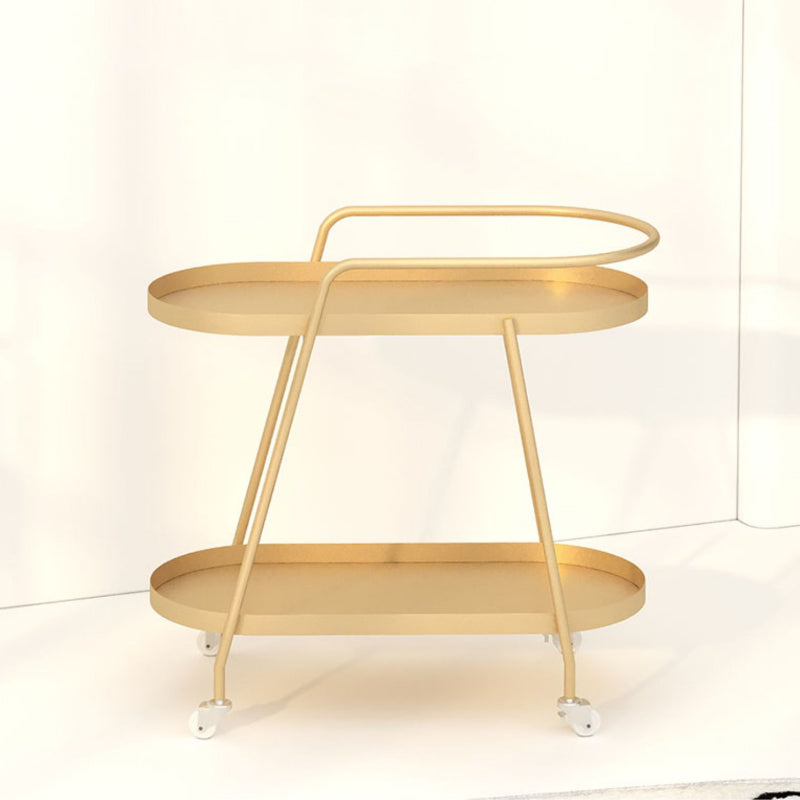 Glam Living Room Accent Side Table Double Tier Oval Metal with Shelf  Corner Table