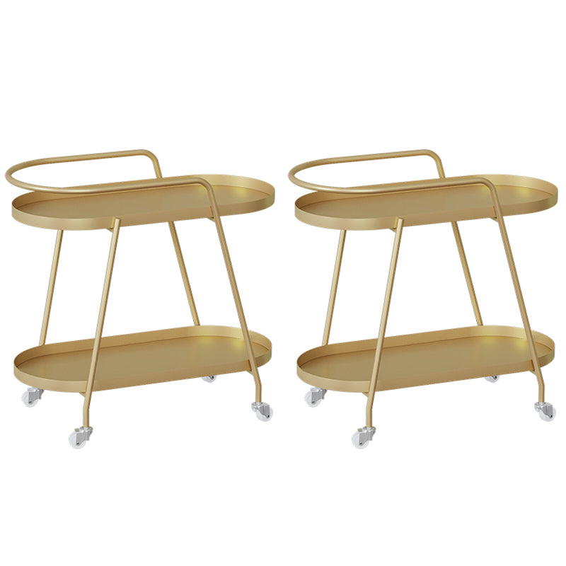 Glam Living Room Accent Side Table Double Tier Oval Metal with Shelf  Corner Table