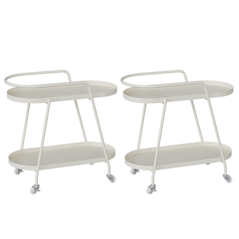 Glam Living Room Accent Side Table Double Tier Oval Metal with Shelf  Corner Table