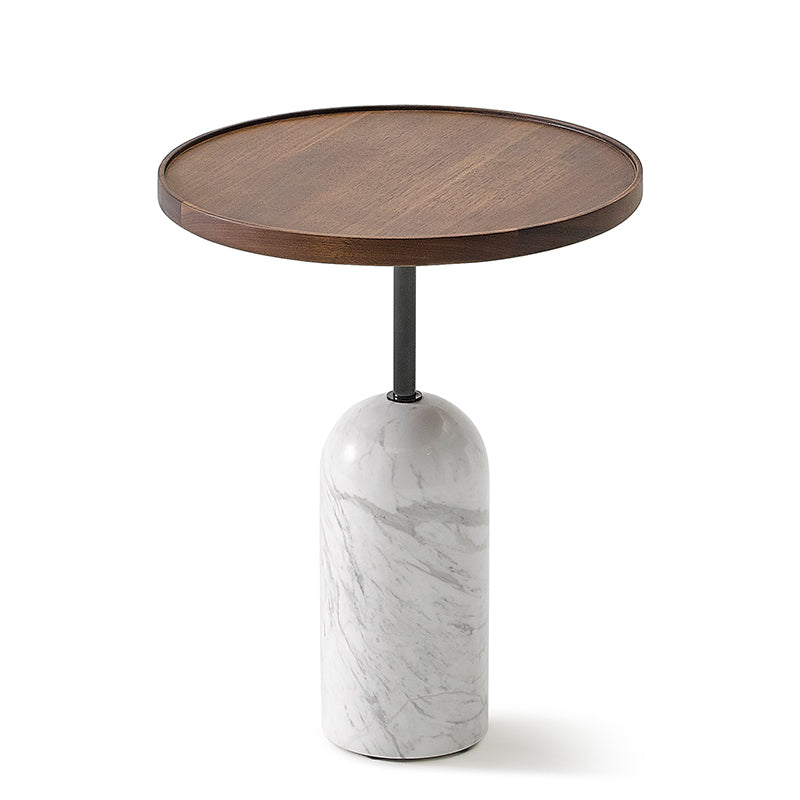 Modern Accent Side Table Sofa Round Pedestal Marble Living Room Corner Table