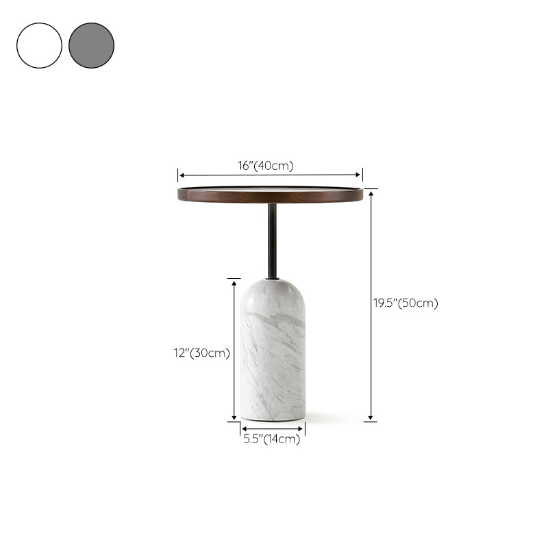 Modern Accent Side Table Sofa Round Pedestal Marble Living Room Corner Table