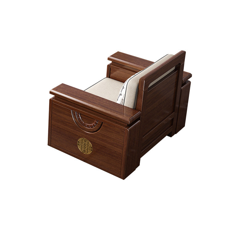 Contemporary Solid Wood Frame Sofa in Brown Cotton Blend Sofa